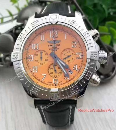 Copy Breitling Orange Face Watch Avenger SS Chronograph Leather Band